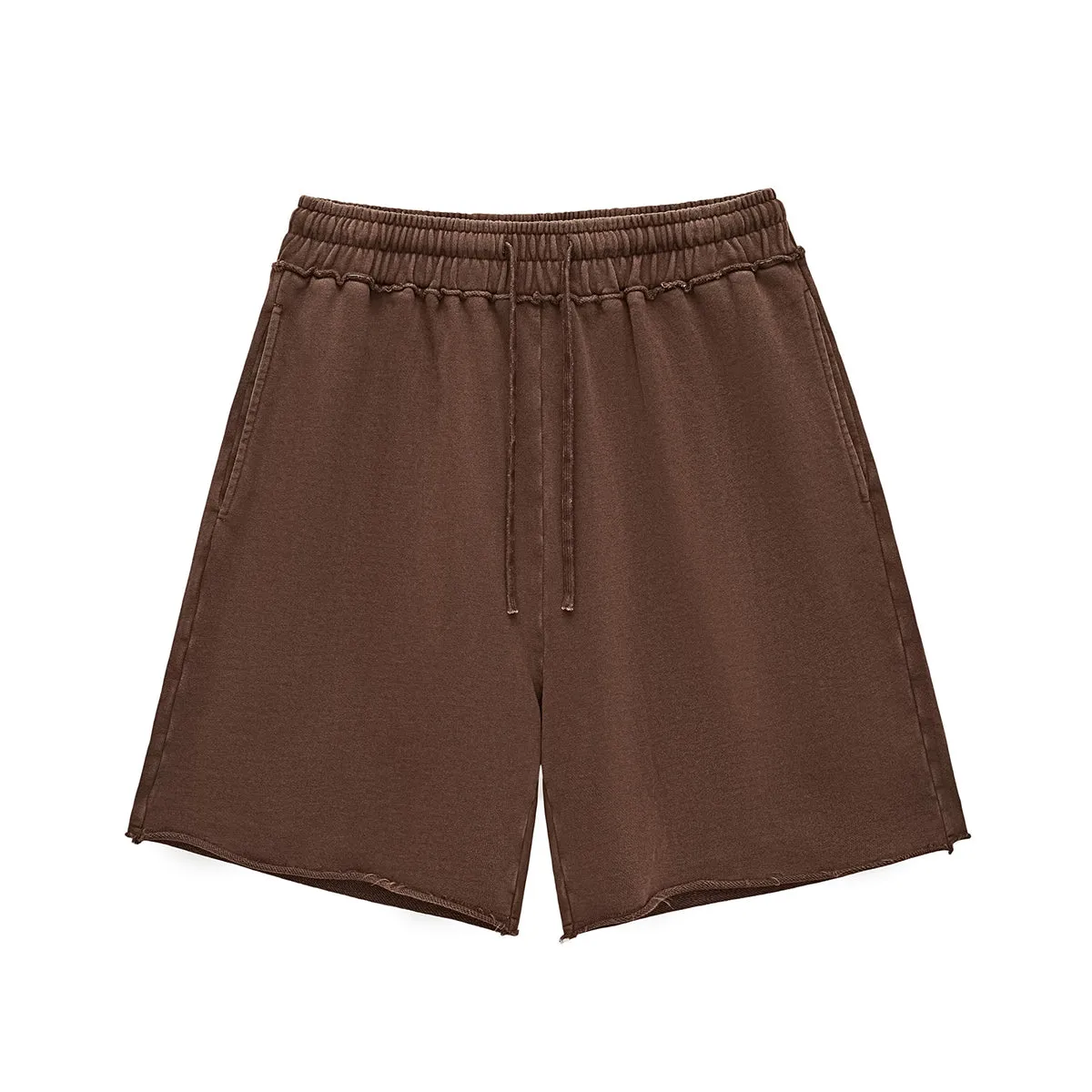 Washed Raw Edge Relaxed Shorts