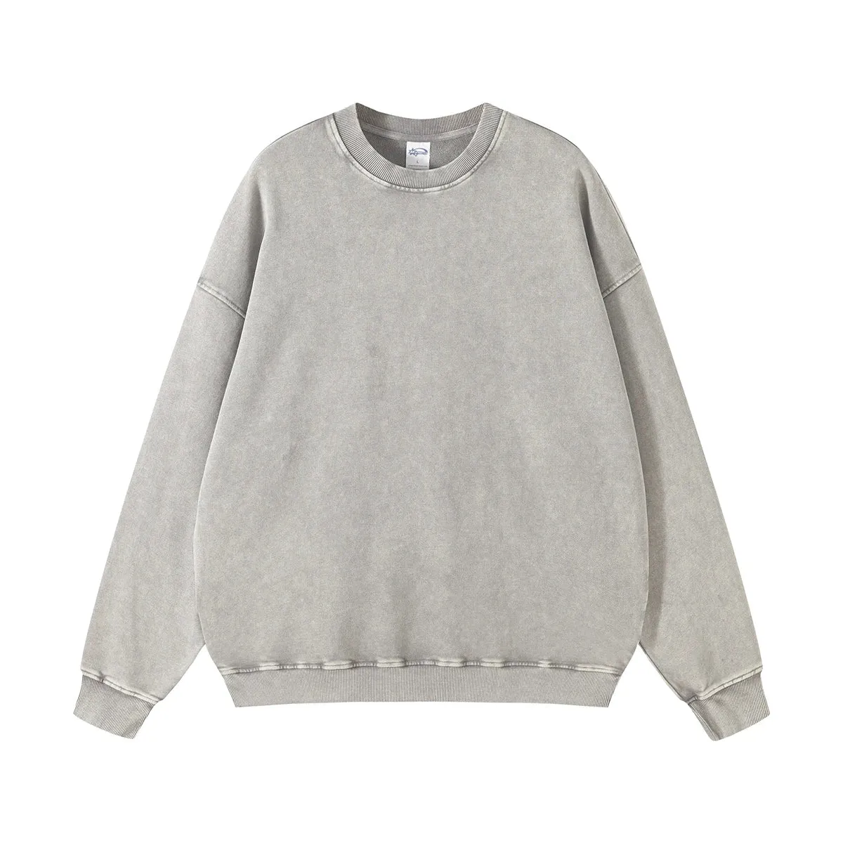 Wax Dyed Worn-out Terry Round Neck Sweatshirt