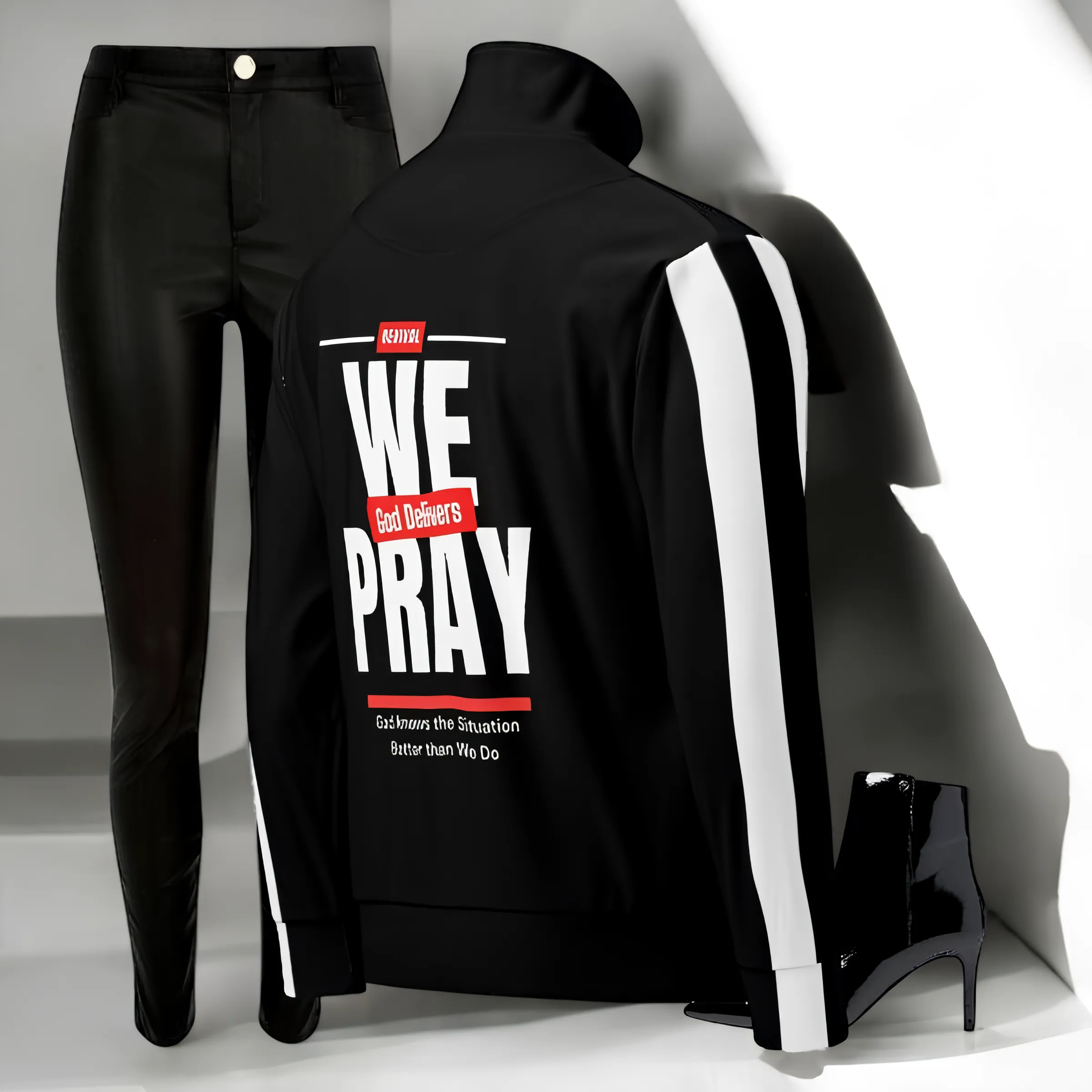 We Pray, God Delivers women's track jacket