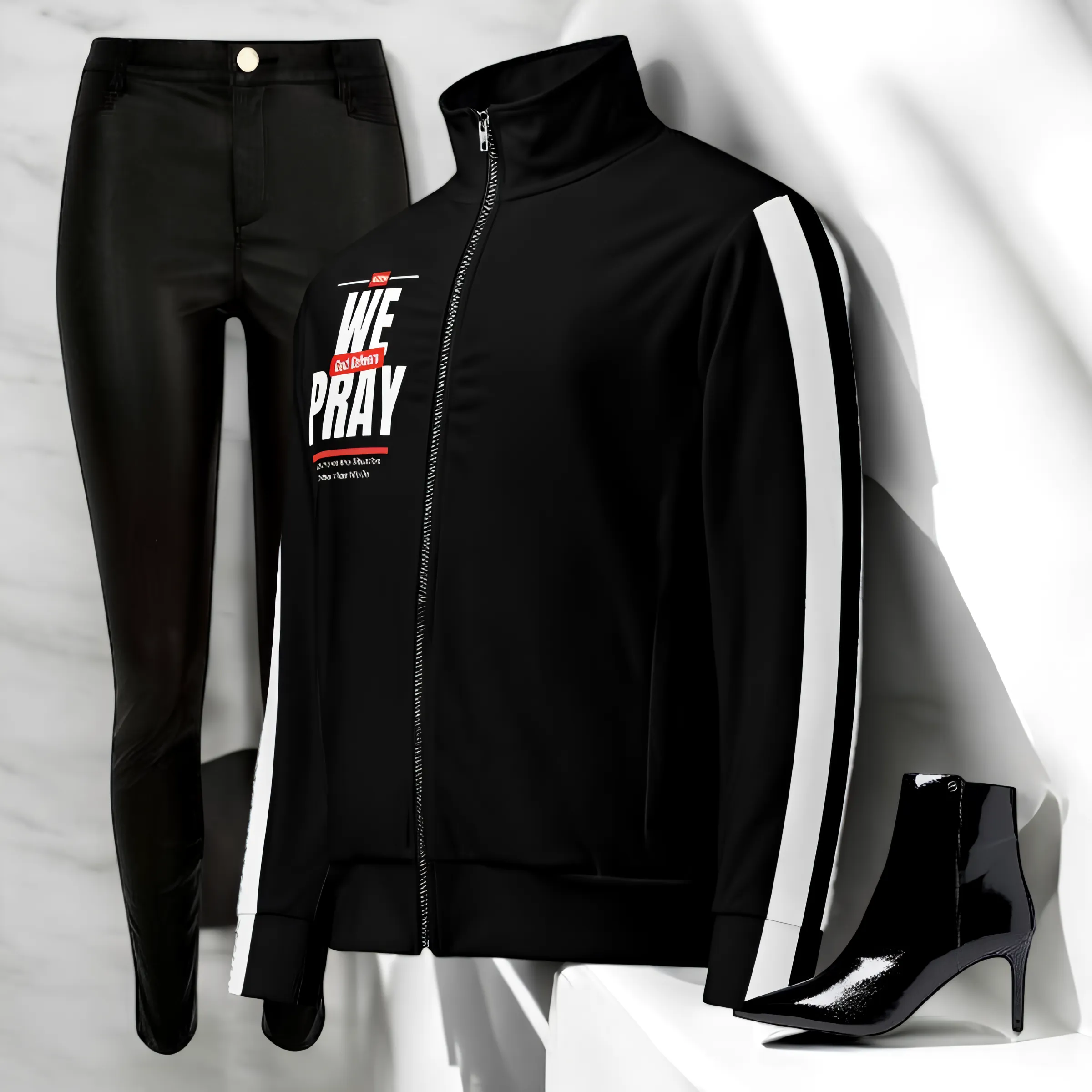 We Pray, God Delivers women's track jacket