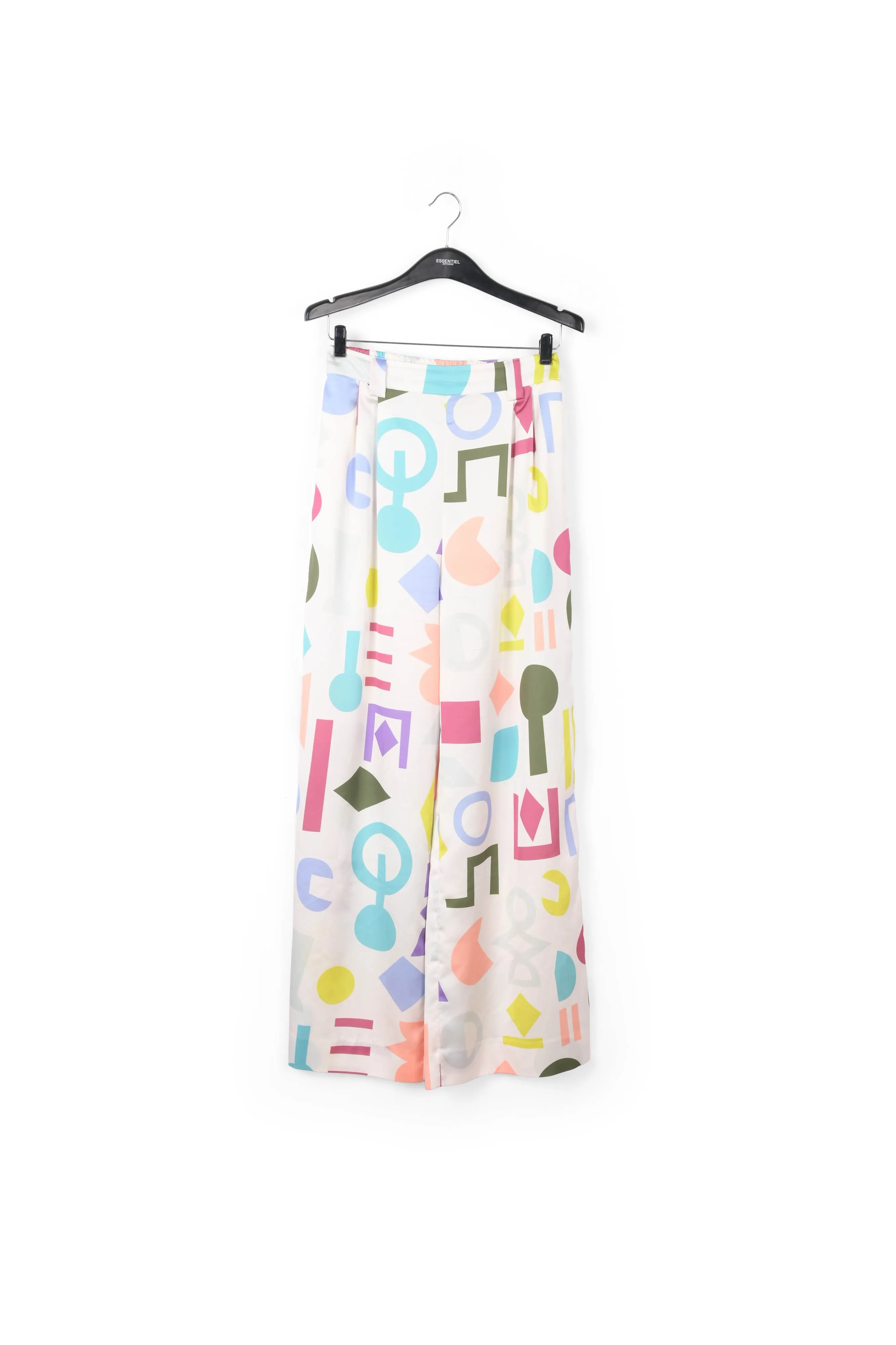 White abstract-printed wide-leg pants