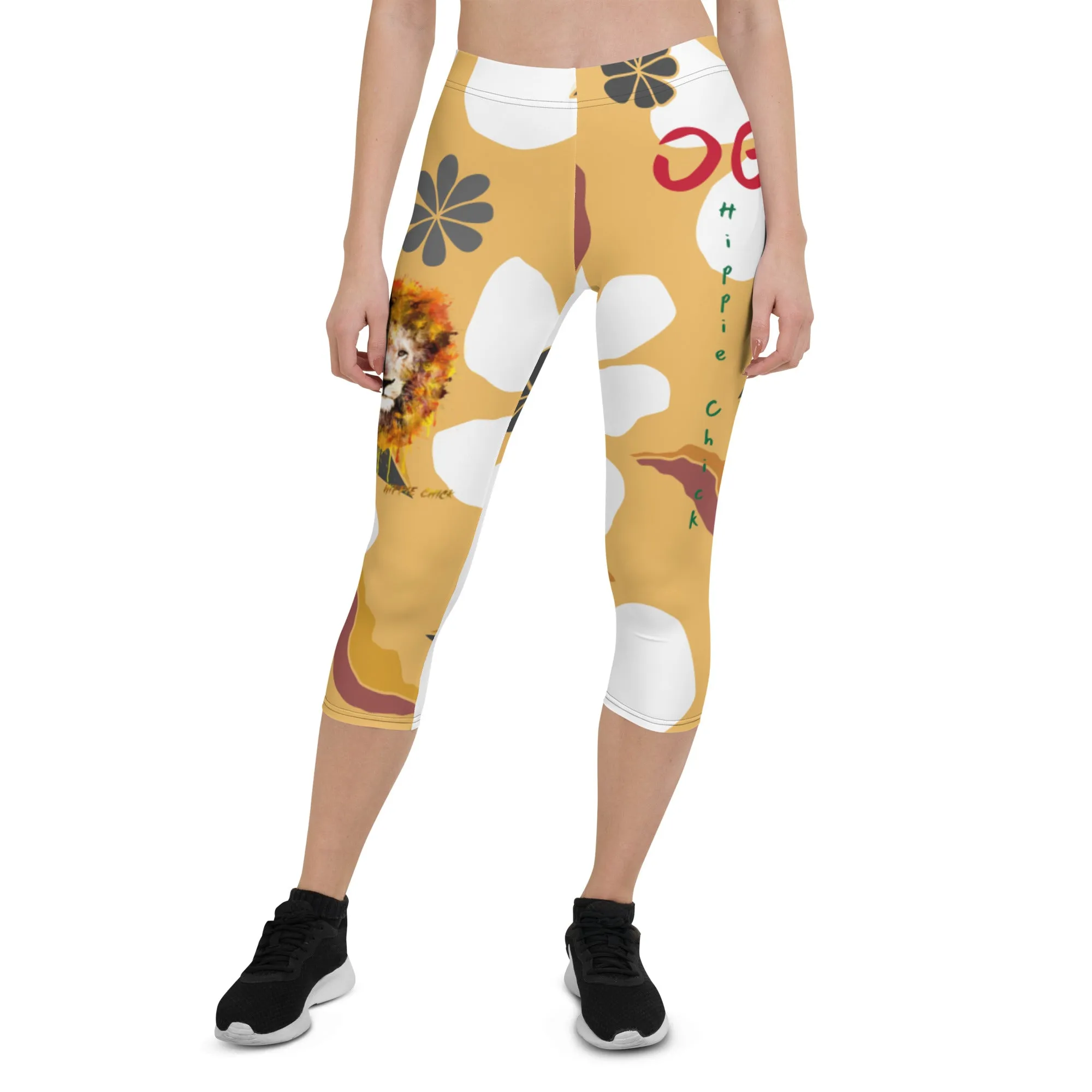 White Flowers Capri Leggings (short)