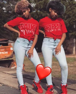 White Outline | Red Tee