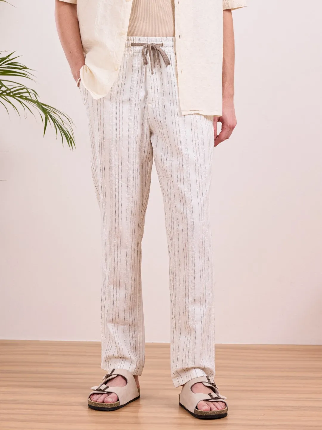 White Striped Summer Pants