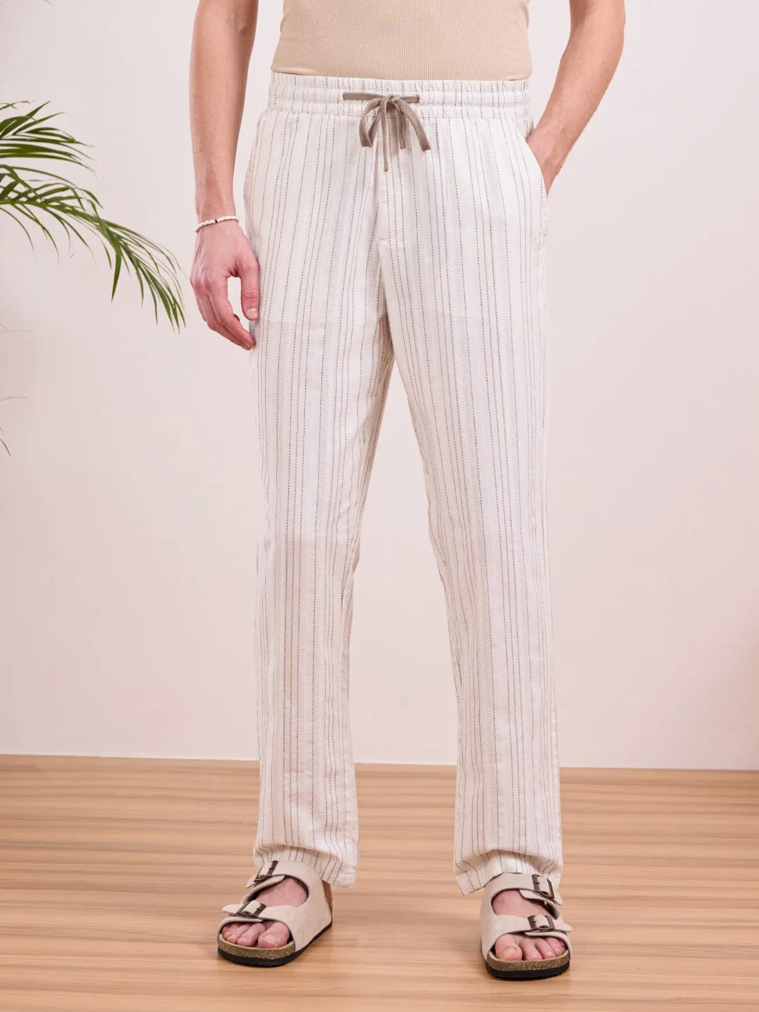 White Striped Summer Pants