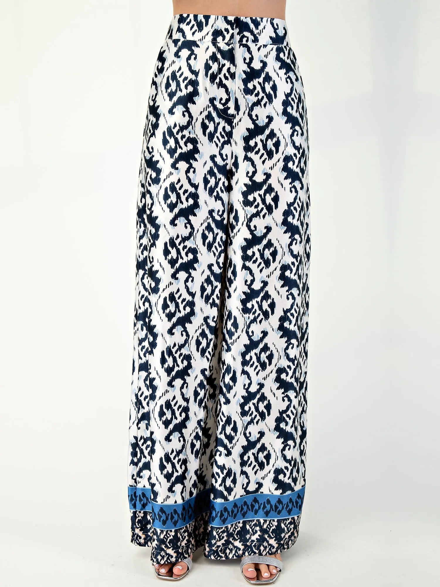 Wide Leg Scroll Print Pants