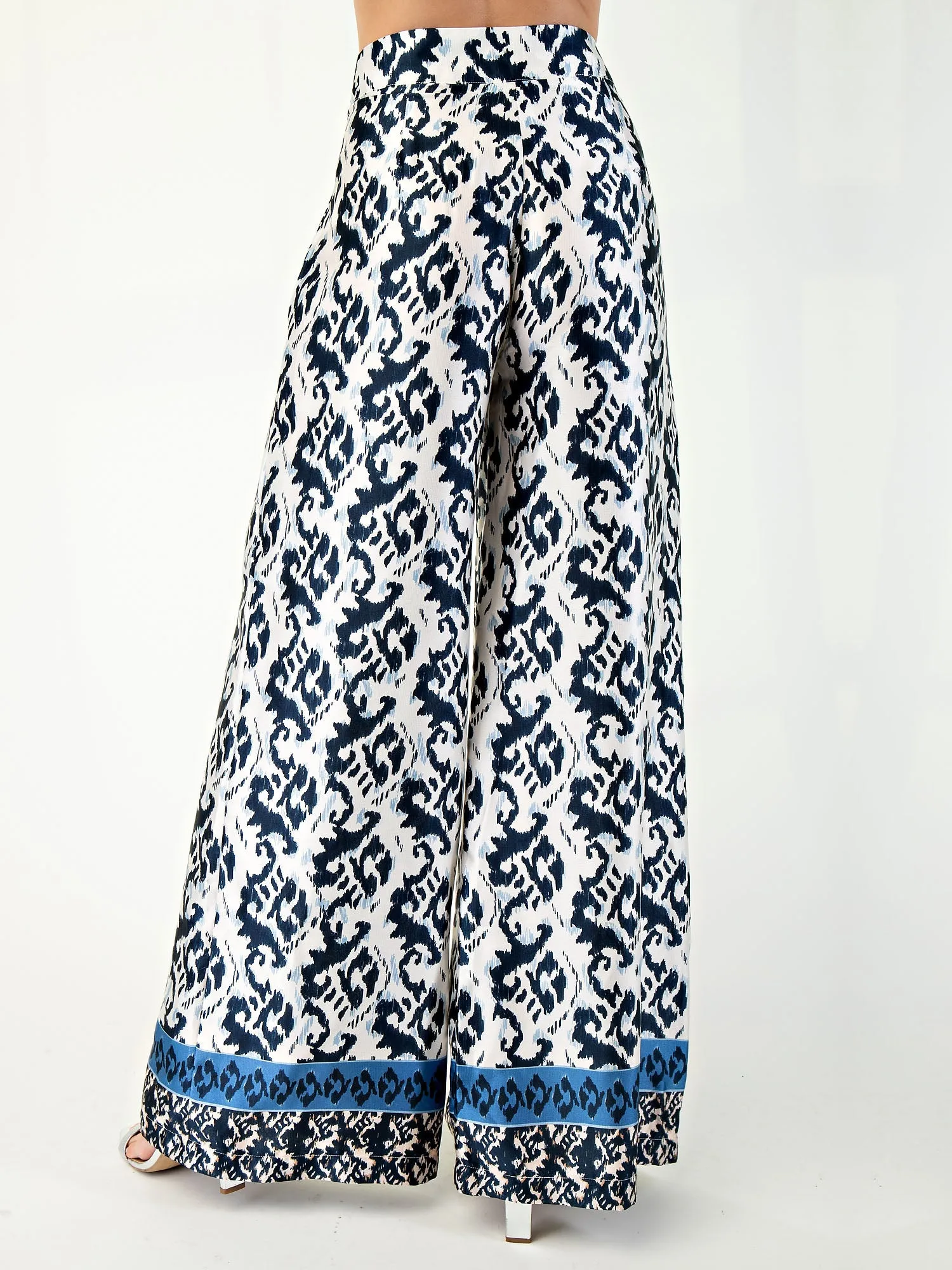 Wide Leg Scroll Print Pants
