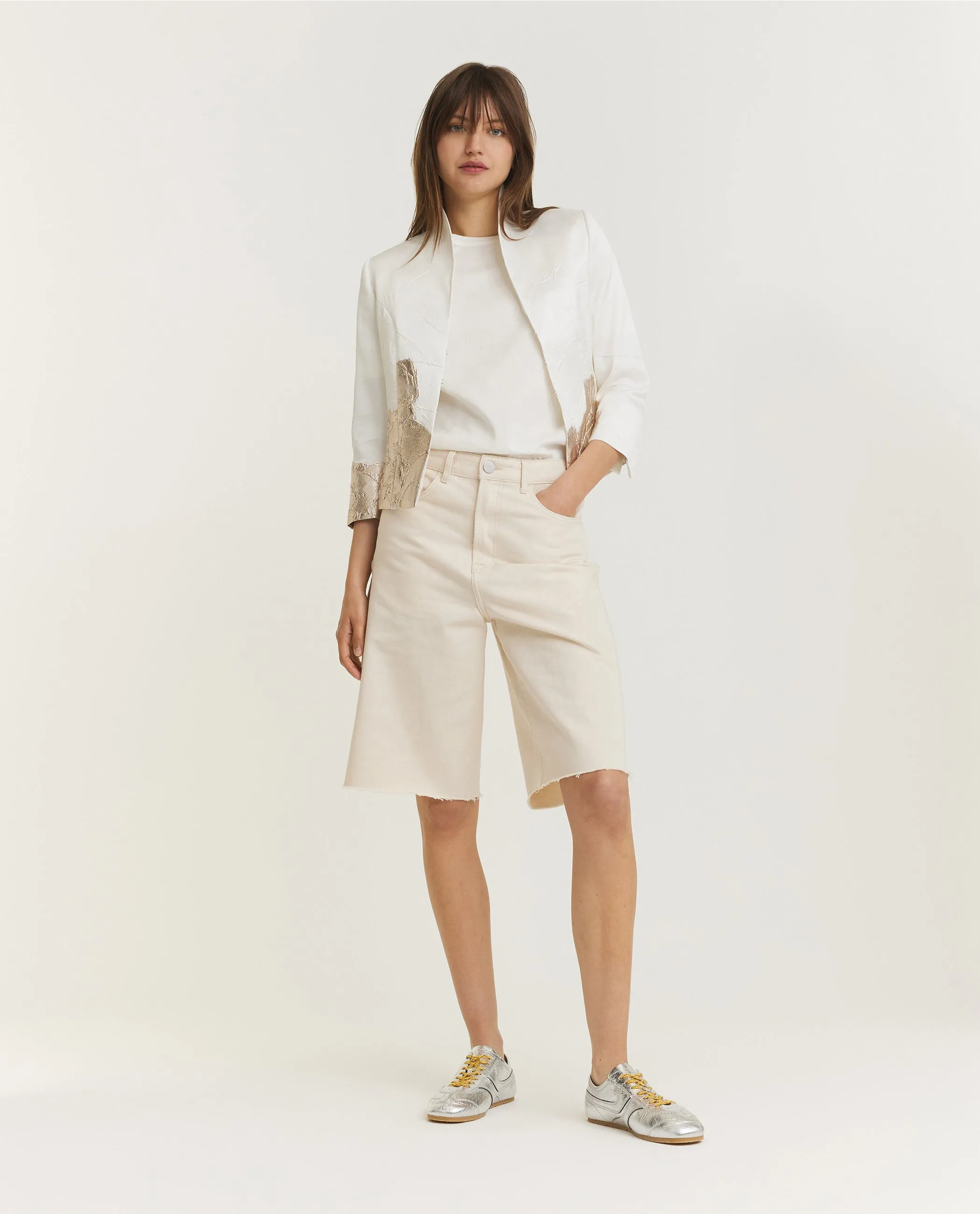 Wijde Denim Short - Ecru