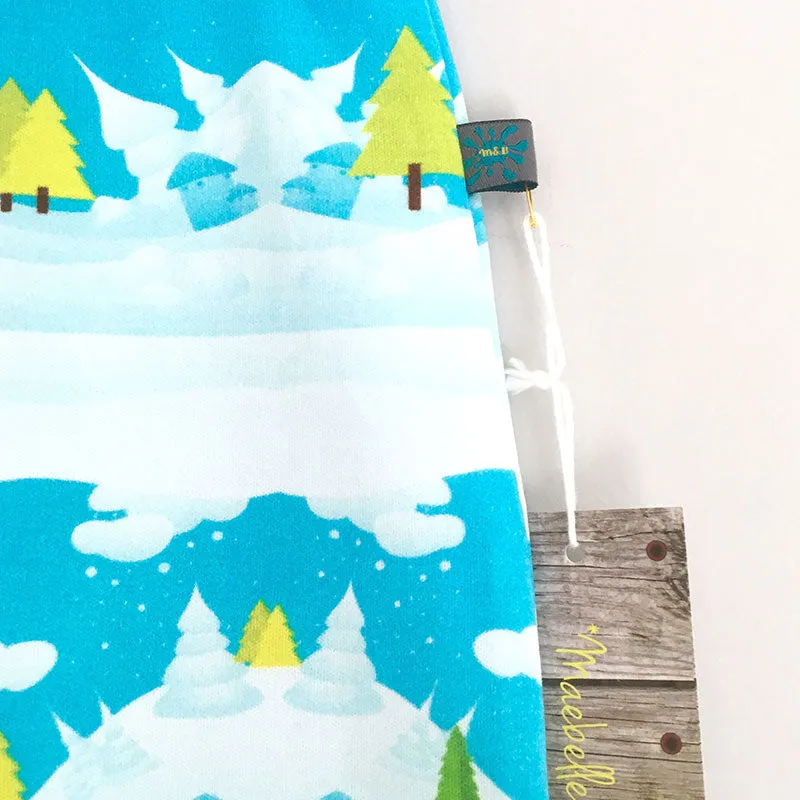 Winter Scene Penguin Baby Leggings w. Red or White Cuff by Maebelle & Bo