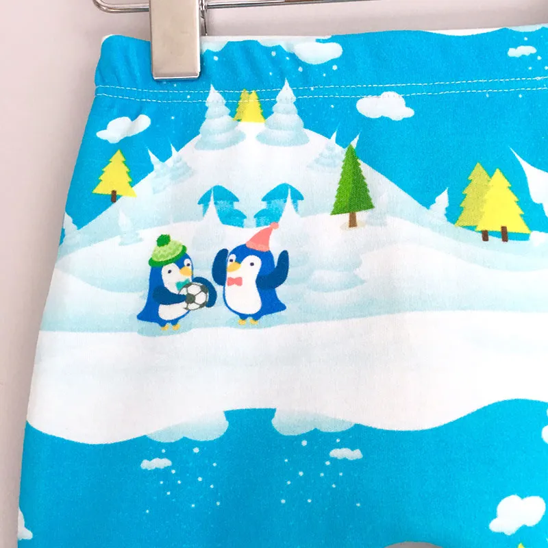 Winter Scene Penguin Baby Leggings w. Red or White Cuff by Maebelle & Bo