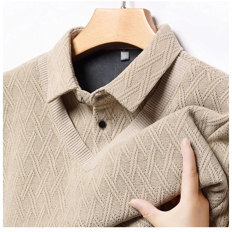 ❄️Winter Specials❄️ Men's Plush-Lined Mock Layered Lapel Shirt