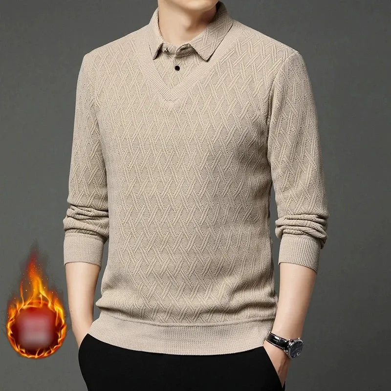 ❄️Winter Specials❄️ Men's Plush-Lined Mock Layered Lapel Shirt
