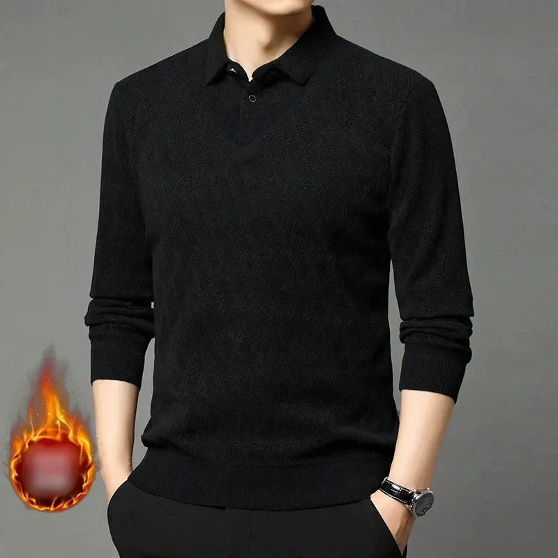 ❄️Winter Specials❄️ Men's Plush-Lined Mock Layered Lapel Shirt