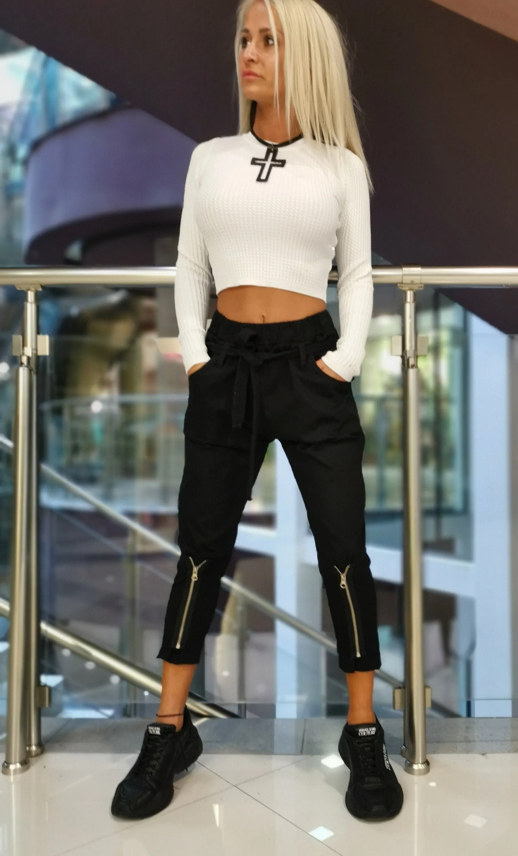 Woman Pants/Drop Crotch Pants/Pants with zippers/Harem Pants/Black pants/Loose pants/Extravagant Pants/Avant-garde Trousers/Designer Pants