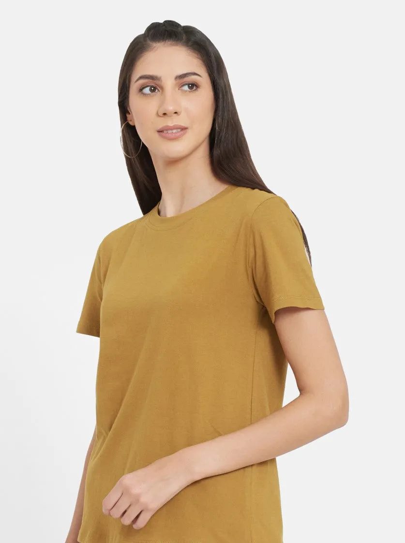 Women Bronze-Toned Organic Cotton T-shirt with Women's Patched Pocket Cotton modal spandex shorts
