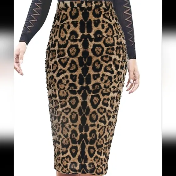 Women Polka Dot Print Drawstring Ruched Split Thigh Skirt