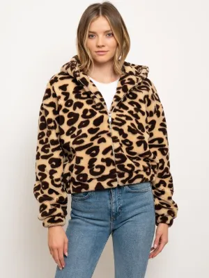 WOMEN'S ANIMAL PRINT HOODIE JACKET