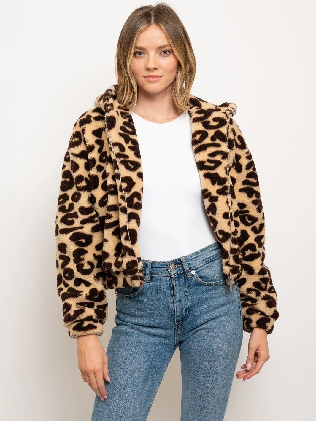 WOMEN'S ANIMAL PRINT HOODIE JACKET