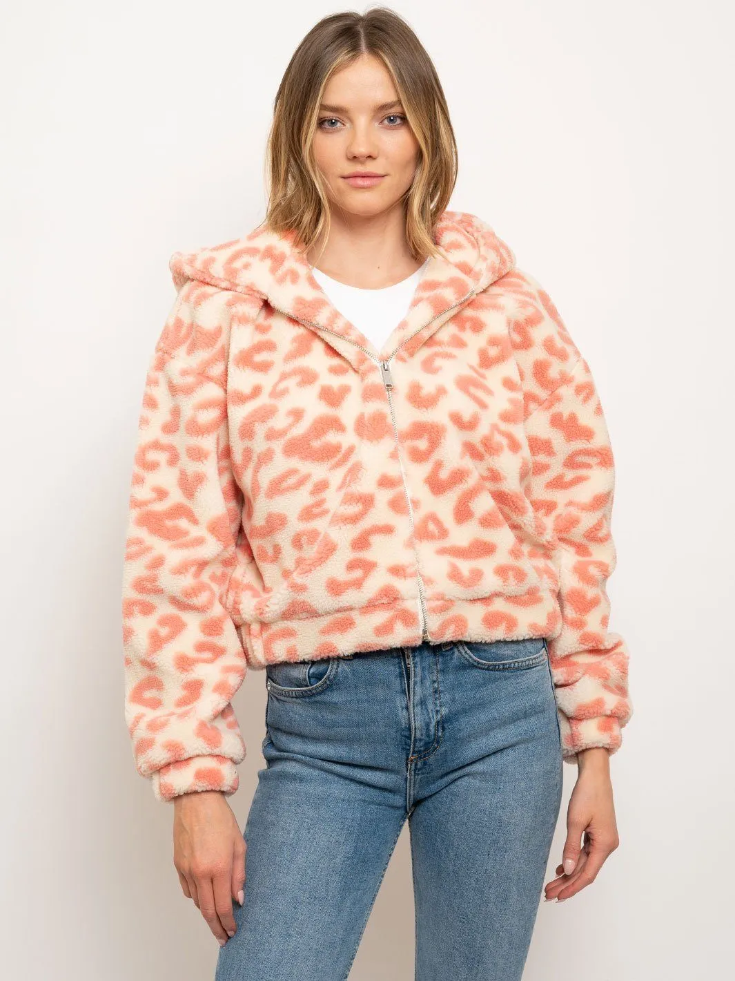 WOMEN'S ANIMAL PRINT HOODIE JACKET
