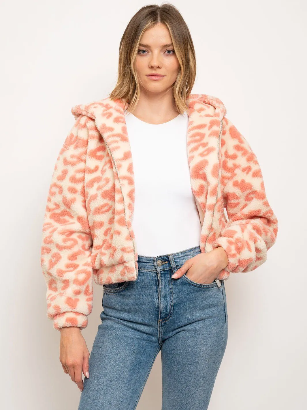 WOMEN'S ANIMAL PRINT HOODIE JACKET
