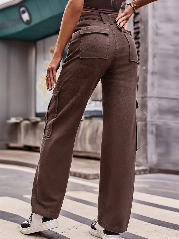 Women's Cool Loose Wide Leg Cargo Denim Pants