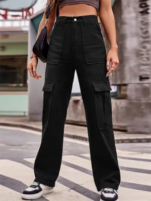 Women's Cool Loose Wide Leg Cargo Denim Pants