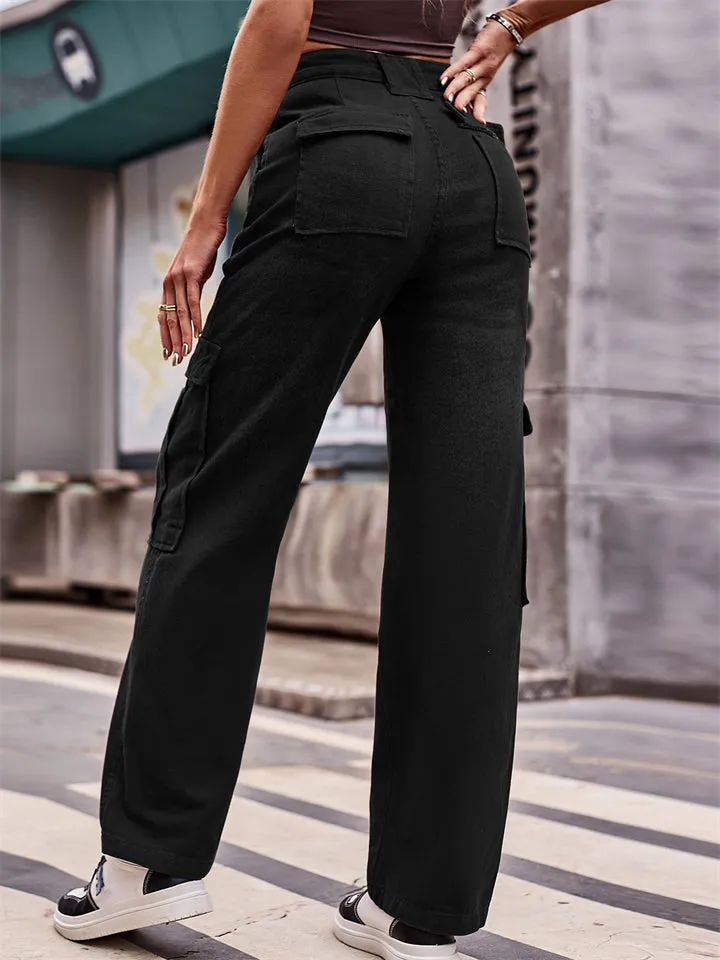 Women's Cool Loose Wide Leg Cargo Denim Pants