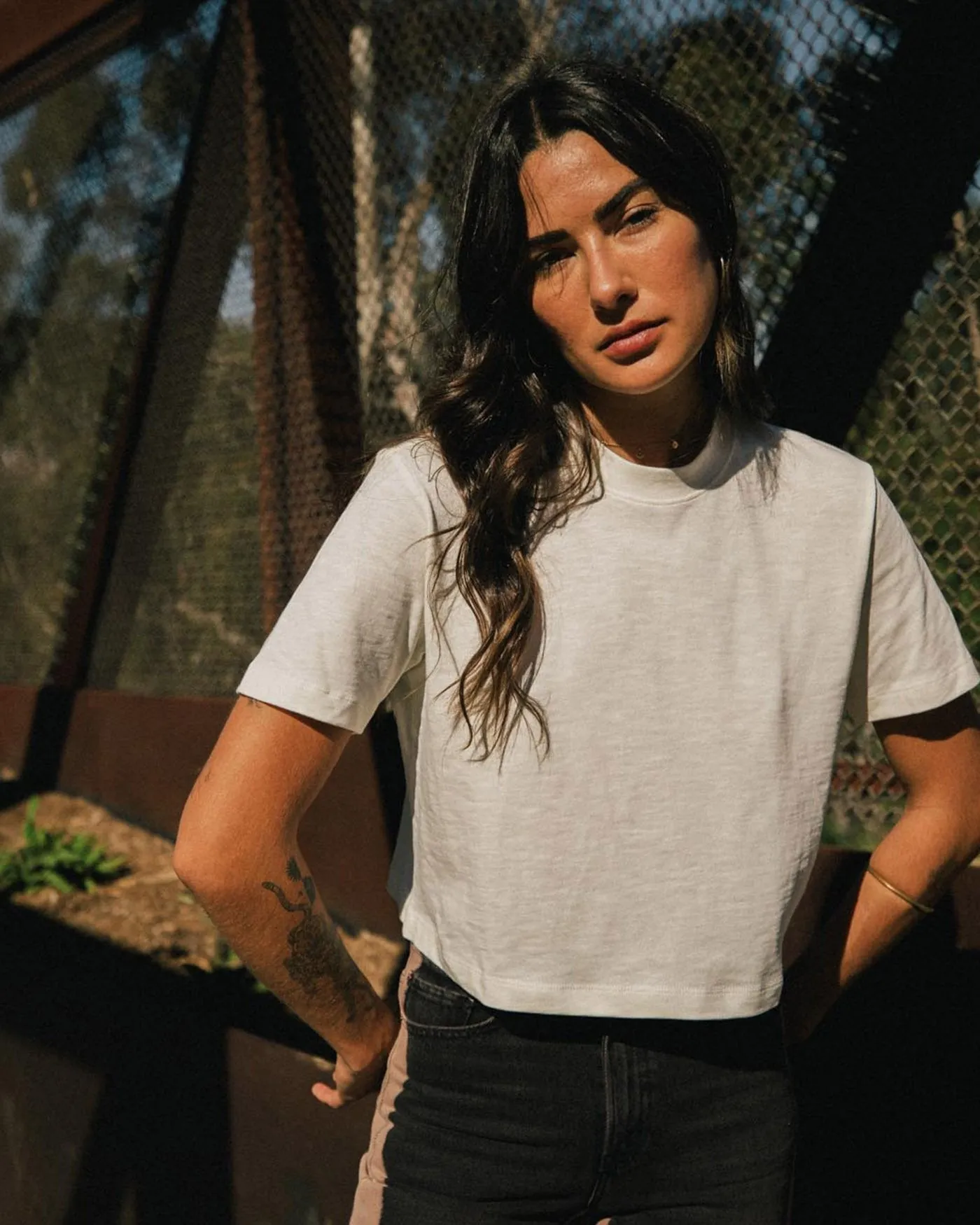 Women's Crop Mock Neck Tee