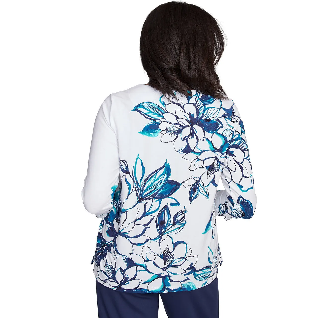 Women's Fineline Floral Three Quarter Sleeve Top - 89450