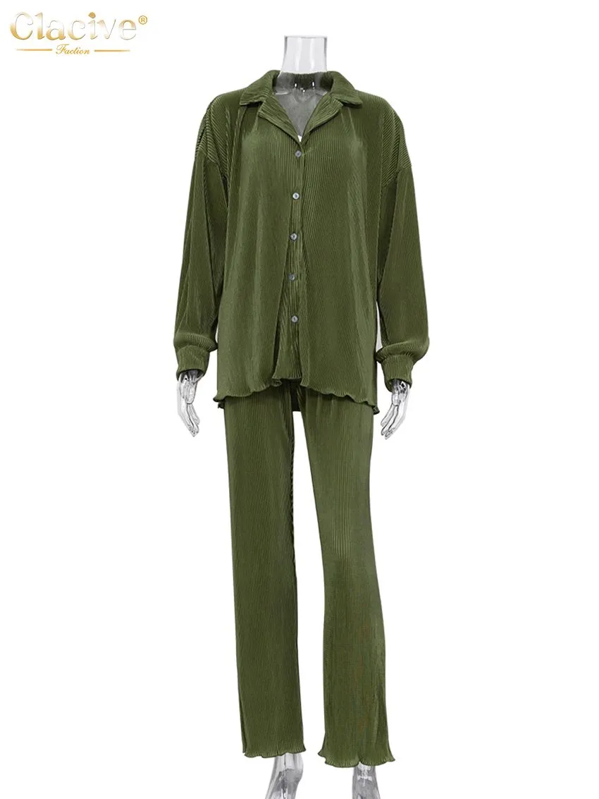 Women's Sets Collar Long Sleeve Top & Pants Two Piece Set