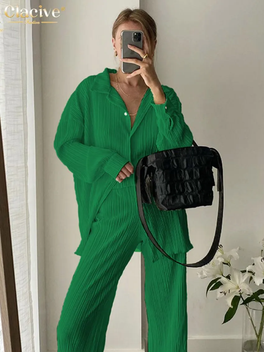 Women's Sets Collar Long Sleeve Top & Pants Two Piece Set