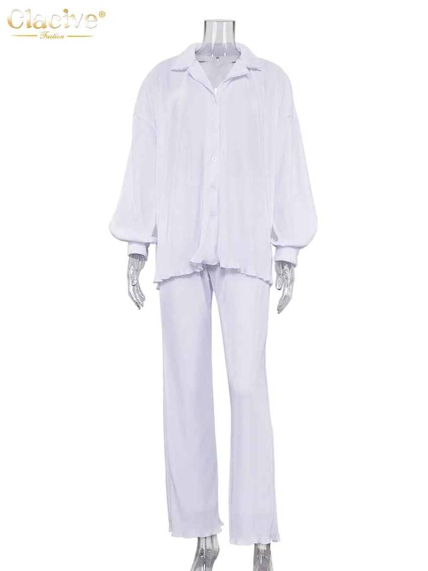 Women's Sets Collar Long Sleeve Top & Pants Two Piece Set