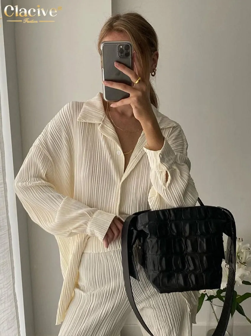 Women's Sets Collar Long Sleeve Top & Pants Two Piece Set