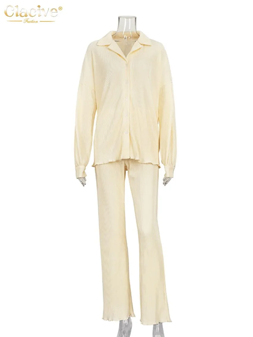 Women's Sets Collar Long Sleeve Top & Pants Two Piece Set