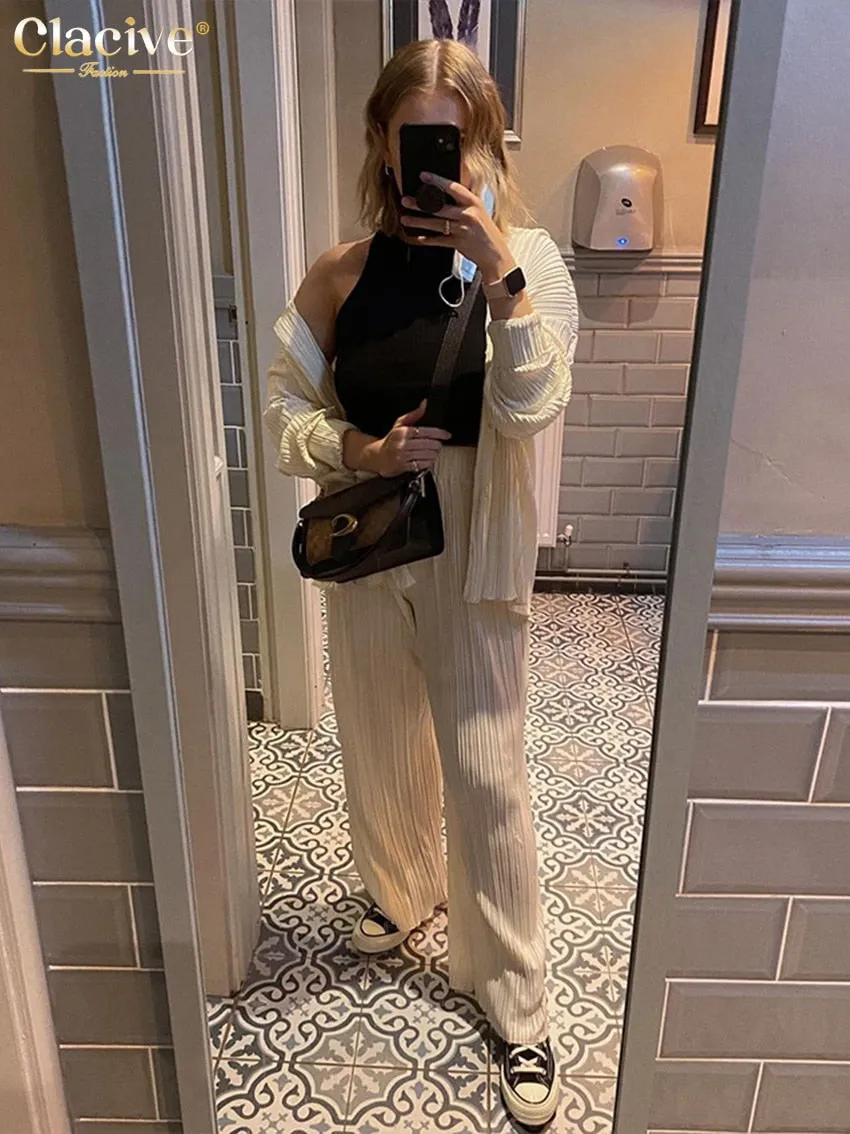 Women's Sets Collar Long Sleeve Top & Pants Two Piece Set