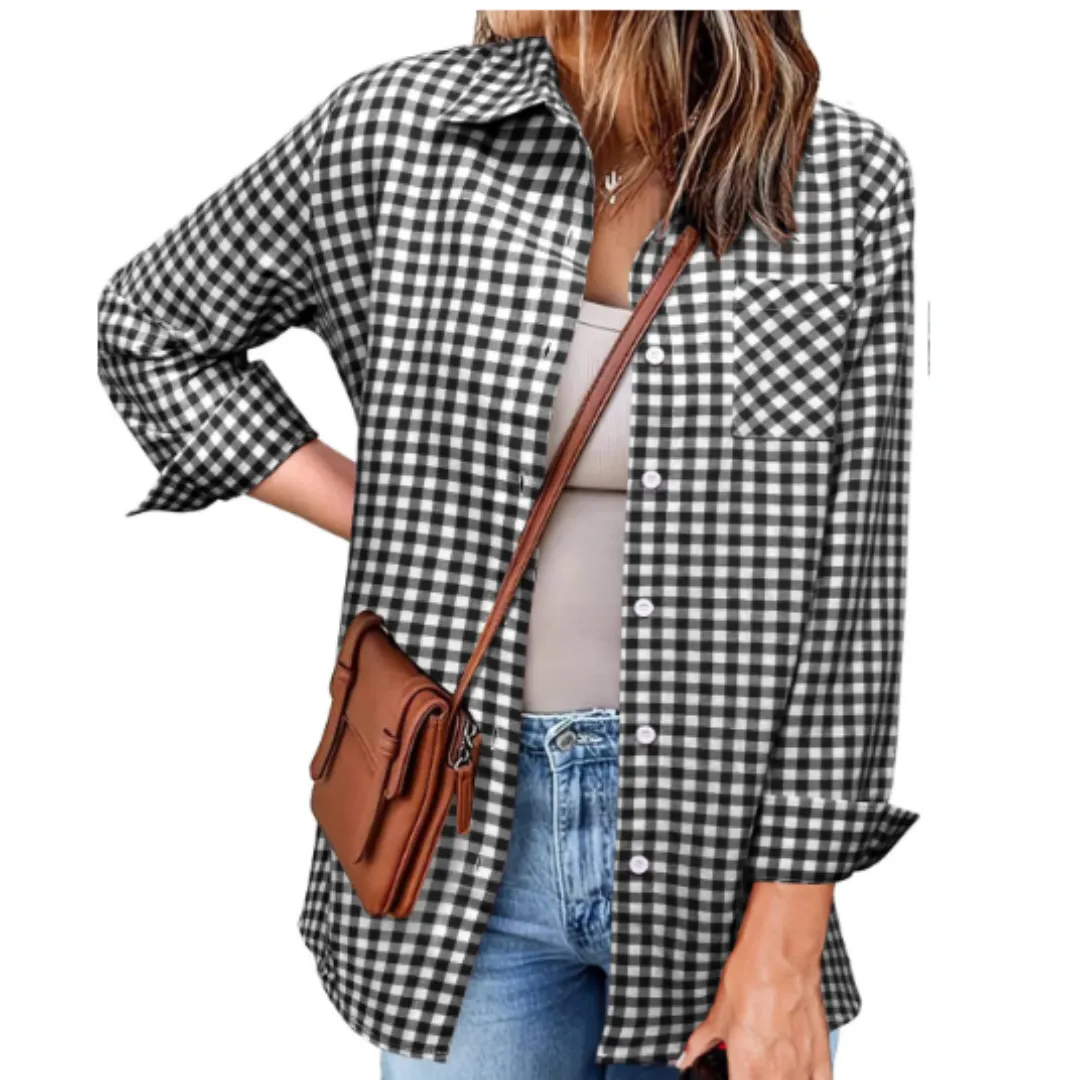 Women's Spring Button Down Flannel Shirt | Long Sleeve