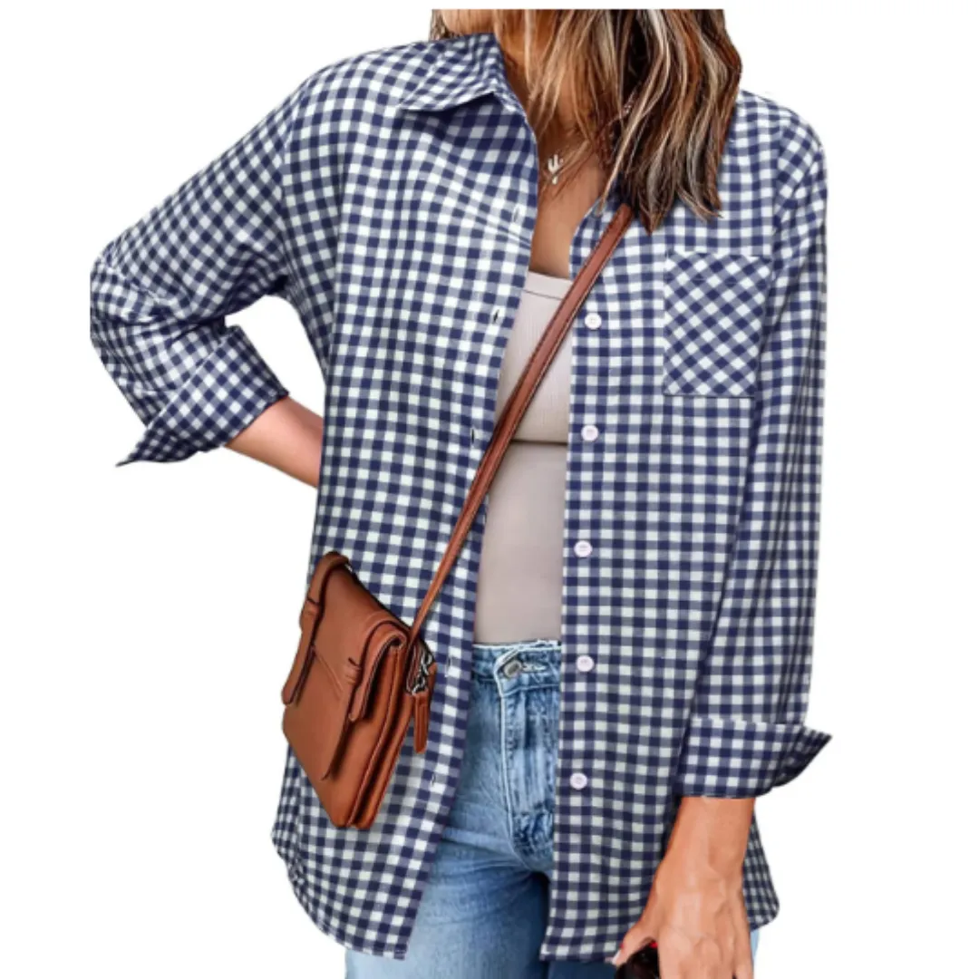 Women's Spring Button Down Flannel Shirt | Long Sleeve