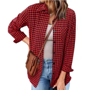 Women's Spring Button Down Flannel Shirt | Long Sleeve