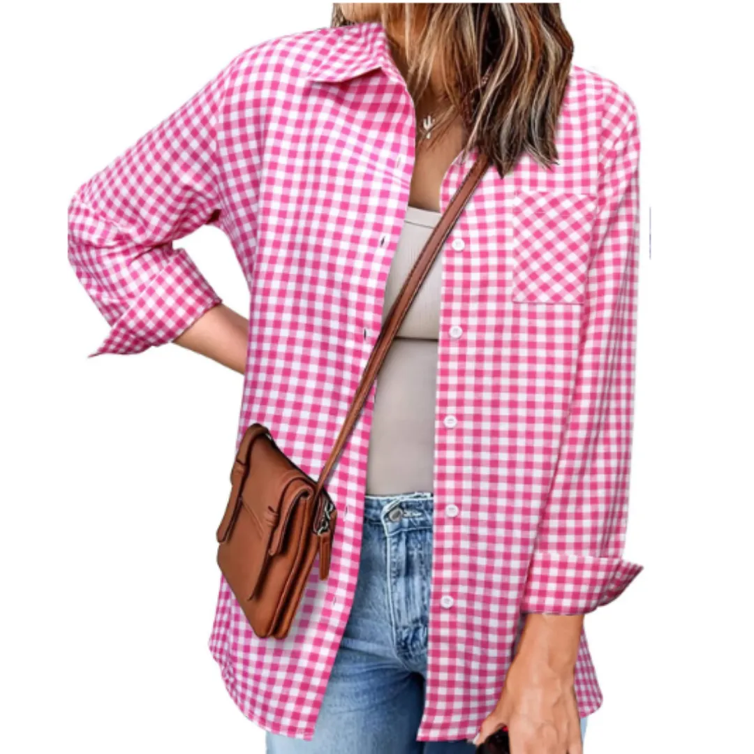 Women's Spring Button Down Flannel Shirt | Long Sleeve
