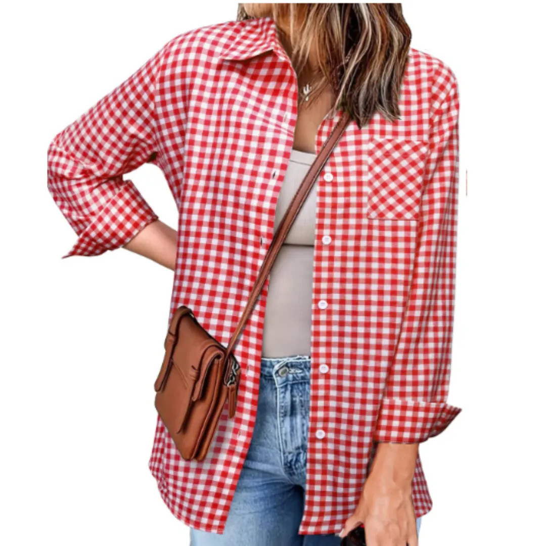 Women's Spring Button Down Flannel Shirt | Long Sleeve