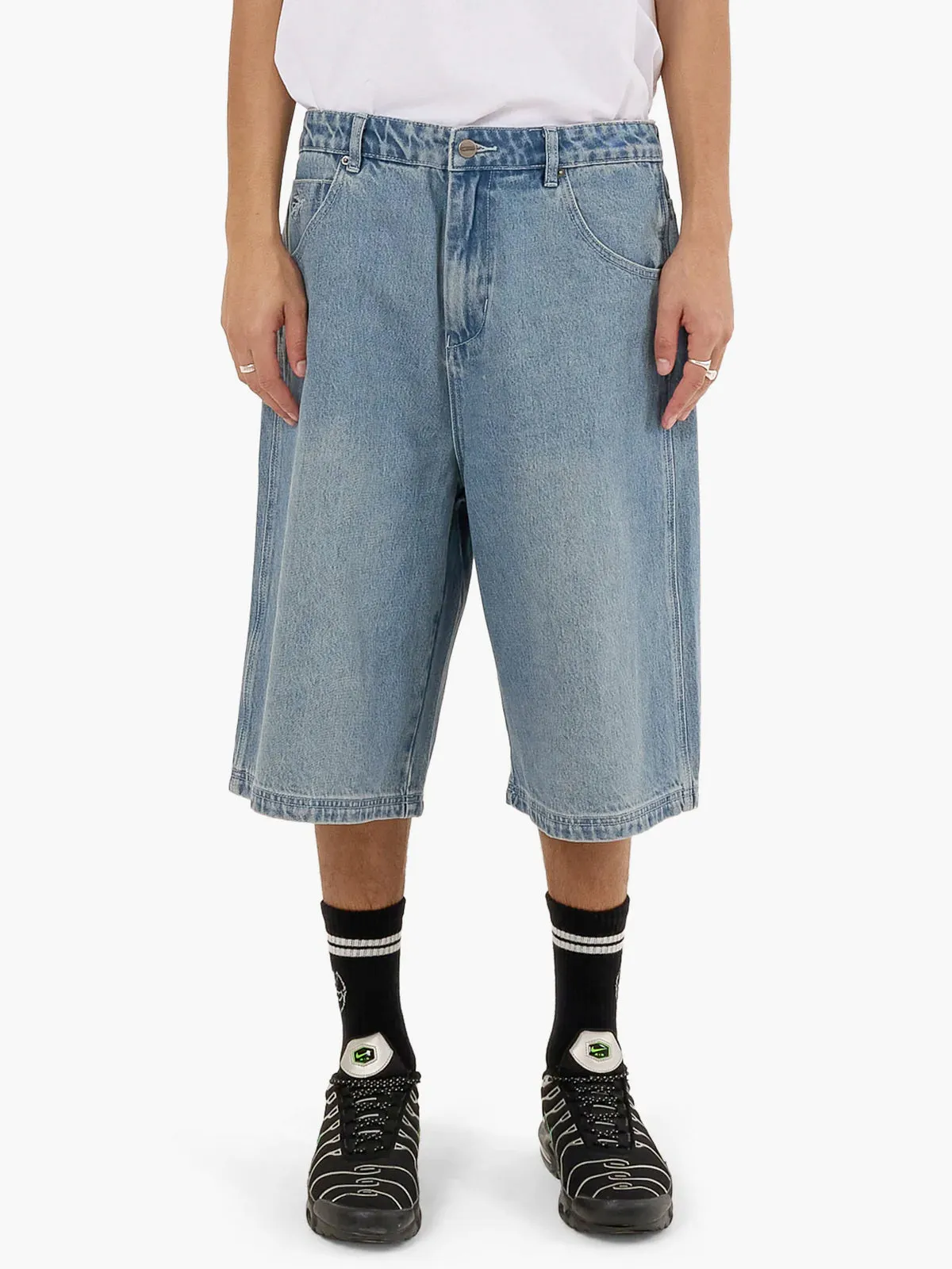 Worship Dozer Jean Short Dirty Raged Blue
