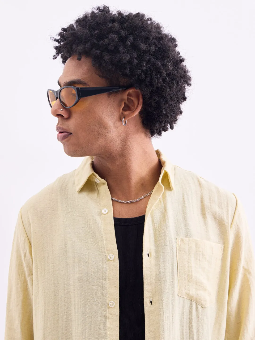 Yellow Plain Full Sleeves Shirt