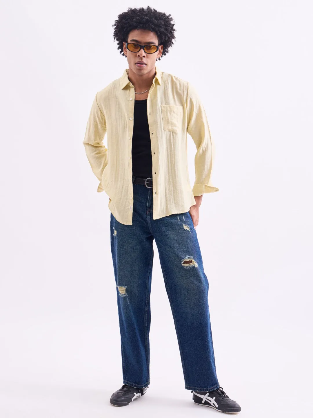 Yellow Plain Full Sleeves Shirt