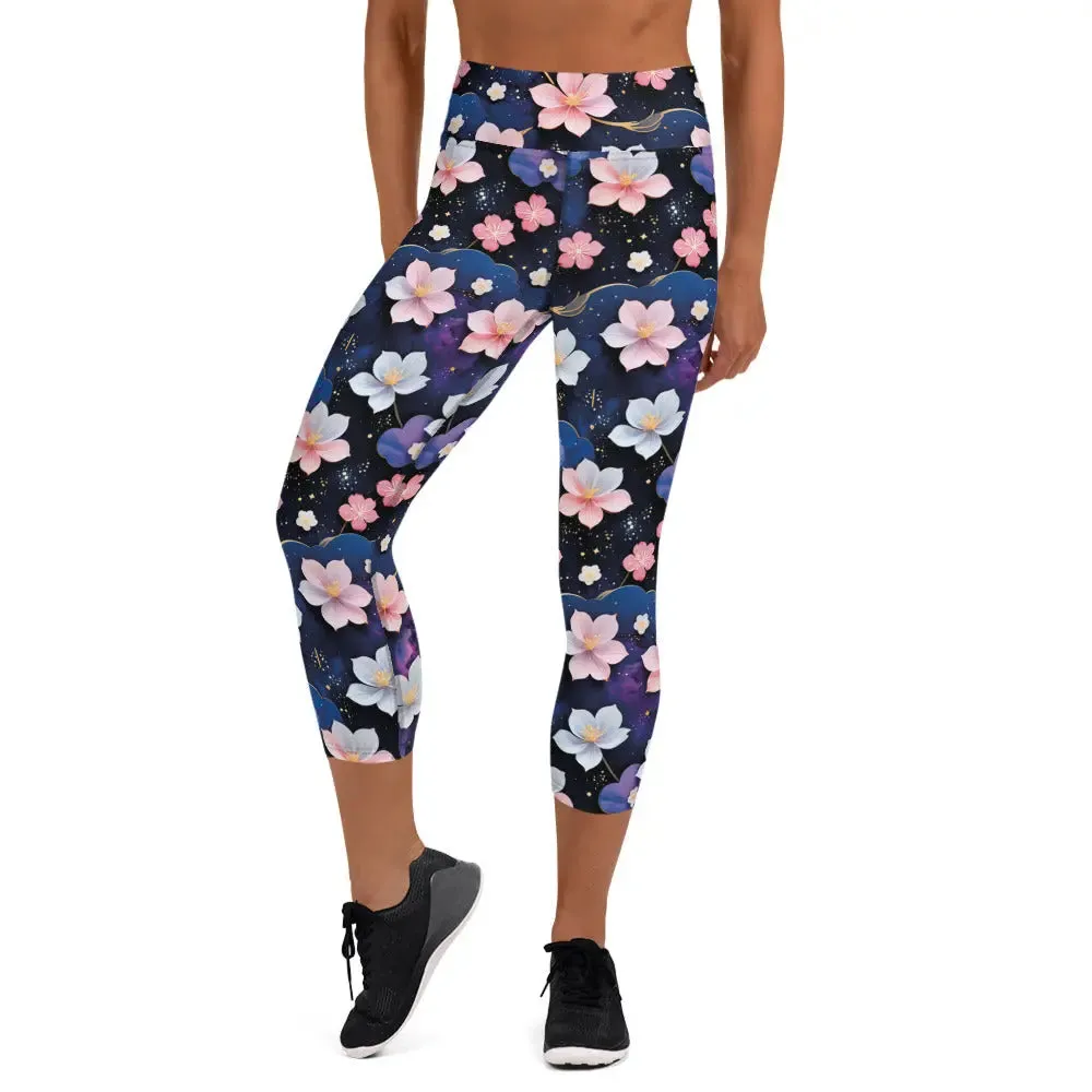 Yoga Capri Leggings Midnight Sakura