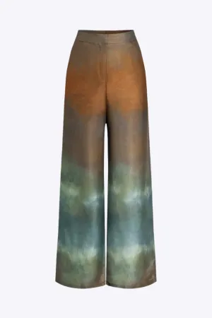 Yvonne - Comfortable Satin Feel Woman's Tie Dye Trousers