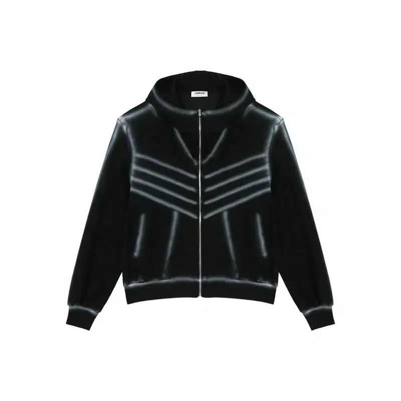 Zipper Hooded Jacket Loose Straight Pants Suit